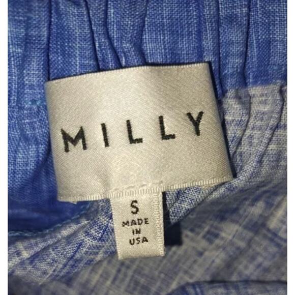 MILLY Off the Shoulder Blue Linen Dress Small - Picture 5 of 7